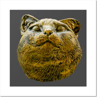 Cat with a grin statue Posters and Art